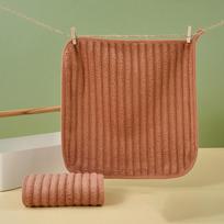 6 Piece Absorbent Coral Fleece Square Hand Towel Quick Drying Stripe Face Towel Soft Skin-friendly Kitchen Towel Bathroom 11.81x11.81 in