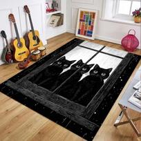 Gothic Black Cat Print Area Rug, Soft Floor Mat for Living Room Bedroom Gaming Room Halloween Pet Friendly Home Decor 40X60CM