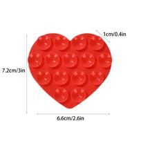 Heart Suction Cup Phone Mount Sticky MobilePhone Stand Strong Grip Holder Silicone Double-Sided Phone Case For Selfies raudona