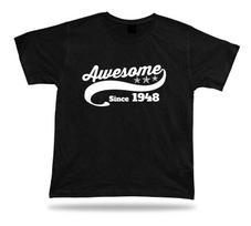 Printed T shirt tee Awesome since 1948 happy birthday present gift idea unisex M