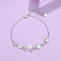 Tichia Love Butterfly Language Bracelet: Women's S925 Sterling Silver with Exquisite Shell Flower and Butterfly Design. 925 Silver