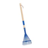 Lawn Rake 9 Tines Detachable Garden Tool Child-friendly Plastic Rake for Yard Grass and Soil mėlyna