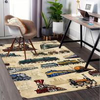 Vintage Trains,Steam Locomotives Pattern Printed Chair Mat -Decorative Mats for Office Tables,Coffee Tables - Durable and Fashionable Carpet 100cm x 120cm