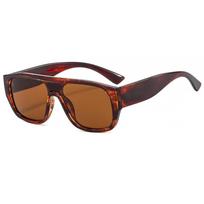 Chic One-Piece Large Frame Trendy Sunglasses arbatos rėmelis arbatos lapų spalva