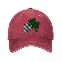 Plaid Shamrock Baseball Cap Washed Baseball Cap Adjustable