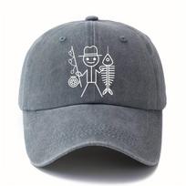 Printed cartoon Unisex fishing baseball cap outdoor curved brim cap truck driver cap vacation travel camping Adjustable