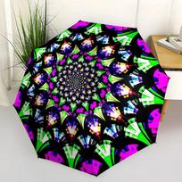 Vibrant Kaleidoscope Circular Wall Art DecorUmbrella with Cute Design,Portable 3-Fold Compact Umbrella for Men&Women,Valentine's Day Mother'