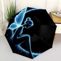 Enchanted Fairy Wings: Magical Nighttime Glow-in-the-Dark DecorUmbrella with Cute Design,Portable 3-Fold Compact Umbrella for Men&Women,Vale