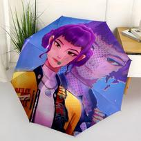 Rrrrrumi Neon Jacket-Vibrant Fashion for GamersUmbrella with Cute Design,Portable 3-Fold Compact Umbrella for Men&Women,Valentine's Day Moth