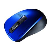 Sanwa Supply Bluetooth 5.0 Mouse, Silent, Blue LED, 5 Buttons, 2400dpi (3-level switching), Compact, Blue, MA-BTBL155BL