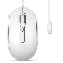 Perixx PERIMICE-222CW Type-C Wired Mouse with Silent Click, 1.8m Cable, White