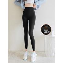 Fleece tight sports training clothes spring high waist hip lift yoga trousers women's no embarrassment line peach hip fitness trousers S
