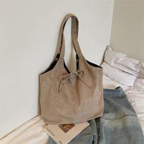 New Corduroy Shoulder Bag Vintage Lazy Style Double Sided Casual and Simple Commuting Bag Fashiable and Versatile Tote Bag