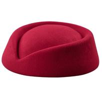 Vintažinio stiliaus stiuardesės kepuraitė-tabletinė, uniforminė stiuardesės kepuraitė, pasirodymams Dark red