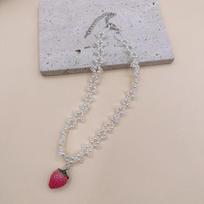 Sweet Strawberry Pendant Romantic Y2k Necklace Lovely Pearl Necklace  For Girlfriend strawberry