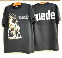 SUEDE roko grupės trumpomis rankovėmis klasikinės juodos spalvos 2 šoninė marškinė S