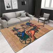 Ancient Egyptian Mural Print Flannel Area Rug,Non-slip Soft Floor Mat for Living Room Bedroom Home Decor 40x60cm