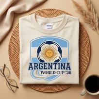 Argentina World Cup 2026 Shield T-Shirt, Argentina Soccer Fan Shirt, Argentina National Team Gift, Football Fan Tee S