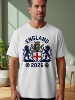 England Football 2026 T-Shirt, Three Lions Crest Fan Apparel 4XL