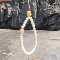 White Bodhi Cat Paw Beaded Cellphone Wrist Strap Charm