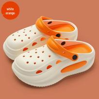 Summer 2025 Non-Slip Odor-Proof Hole Shoes: Trendy Thick-Soled EVA Sandals for Women 44-45 oranžinė/balta