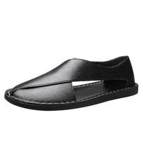 Men's Handmade Plus Size Anti-Odor Soft Sole Hollow Outdoor Sandals Slippers for Summer Size 48 11666 juoda spalva