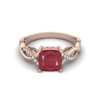 2.20 Cts Cushion Shape Ruby 925 Sterling Silver Rose Vermeil Solitaire Twisted Shank Wedding Ring Dainty Ring 12