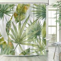 Tropical Leaves Shower Curta Green Palm Leaf Banana Monstera Jungle Plants Hawaiian Modern Polyester Bathroom Curtain Decor (as the picture,90x180cm-35x70in)