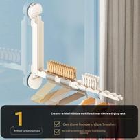 Expandable Suction Cup Clothes Drying Rack - No-Drill Retractable Laundry Hanger for Bay Windows, Space Saving Home Solution balta