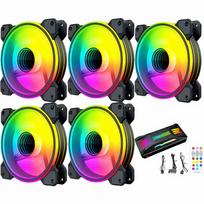 [Small Lab] COOLMOON PC Case Fan 5-Piece Set 120mm 4-pin PWM LED ARGB 5V 3-pin Fan Hub Controller with Remote Control, Color Changeable, Speed