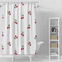 Charming Cherry Shower Curtain - Vibrant Lip & Plaid Designs for Playful Bathroom Dcor, Waterproof, Easy Care & Unique Charm (as the picture,W90XH180cm)