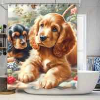 Adorable Cocker Spaniel Dog Print Shower Curtain High-Quality Fabric Waterproof for Bathroom Decorations (as the picture,90x180cm)