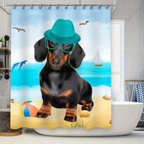 each Bum Buddy: Cartoon Dachshund Ocean Theme Shower Curtain for Playful Summer Dcor (as the picture,90x180cm)