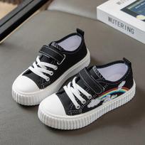 Rainbow Thick Sole Velcro White Canvas Skate Shoes - Girls' Korean Style Summer Casual 2026 32