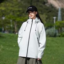 Unisex Bird House Spring/Autumn Windbreaker: Detachable Hood, Outdoor Windproof, Hooded Mountaineering Jacket. S šviesiai pilka spalva