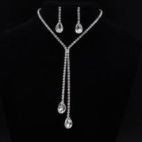 Korean Fashion Rhinestone Crystal Water Drop Bridal Necklace & Earring Set
