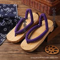 New for couples, men's flip-flops, clogs men's and women's Japanese slippers, beach shoes men's clogs flip-flops wooden shoes 37 adapts to normal 35.36