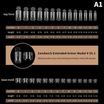 280Pcs Square Coffin Dual Form Nail Tips Double Ended Reusable Gel Extension Mold Professional Salon Art Tool