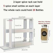 1Pc Kitchen Seasoning Rack ABS 2-Tier Rotate Spice Holder 90-Degree Rotating Storage Rack Organizer Creative Home Goods