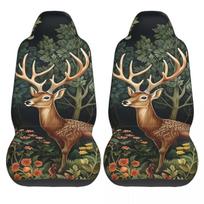 Vintage Forest Deer William Morris Style Car Seat Cover Set 2 Pcs for Cars Auto SUV Universal Protector Accessories