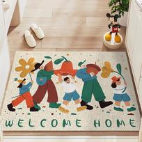 Personalized Cartoon Household Porch Rubbing Soil Foot Mats, Living Room Entrance Door Non-Slip Door Mats Can Be Cut And Easy To Take Care Of, Silk 40*60cm