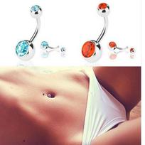 Surgical Steel Summer Bikini Crystal Rhinestone Body Piercing Navel Bar Ring Jewelry Belly Button įvairiaspalvis