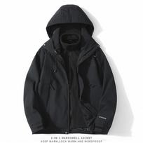 Unisex 3-in-1 Waterproof Windbreaker Jacket, Detachable Fleece-Lined Set, Thickened for Mountaineering, Couple Style XL