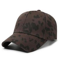 Trendy Breathable Baseball Cap Sun Protection Leopard Printed Duckbill Cap Adjustable Round Top Hat Unisex