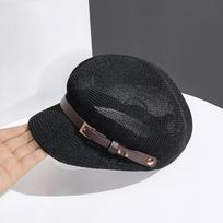 Summer Breathable Women's Beret Thin Hollow Mesh Octagonal Hat Knitted Painter Hat for Outdoor Activities