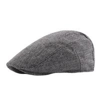 Autumn Winter Vintage Men Beret Hats Warm Casual Flat Hat Adjustable Classic Octagonal Cap Men M-56-58cm-