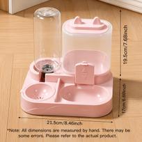 2 in 1 Automatic Pet Cat Feeder Water Dispenser Double Bowl Gravity Food Dispenser for Cats Dogs 1 piece pack rožinė