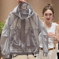 Female Large Size 4XL Sunscreen Jacket Ladies Hooded Zipper Short Outwear Spring Summer Women Fashion Sun Protection Shirt Coat XS