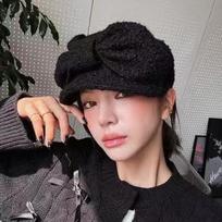 Fashion Polyester Beret Casual Bow Tie Newsboy Hat Retro Beige Octagonal Beret Early Spring