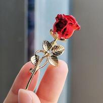 Elegant 3D Flower Tulip Rose Brooch Rhinestone Jewelry Accessories Lapel Pins Wedding Party Badge Women